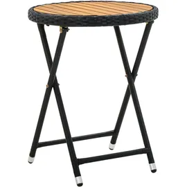 vidaXL Beistelltisch Schwarz 60 cm Poly Rattan und Massivholz Akazie