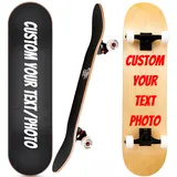 Maßgeschneidertes Ahorn-Skateboard für Teenager, Männer und Frauen, Straßenbummel, Bilder / Text hochladen, personalisiertes Skateboard für Anfänger, 78,7 x 20,3 cm