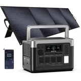 OUKITEL P1000 Plus Tragbare Powerstation mit 200W Solarpanel, 1024Wh 1800W Solargenerator, 1 Std. Schnellladung, LiFePO4 Akku Power Station für Zuhause, Camping, Wohnmobil, Notfälle