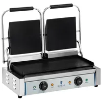 Royal Catering Doppel Kontaktgrill - glatt 2 x 1.800 W Edelstahl, Tischgrill, Silber