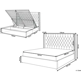 Beliani Beliani, Bett mit Stauraum Samtstoff Lubbon 140 x 200 cm