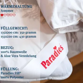 Paradies Sommerdecke 135x200 cm Prima pflegeleicht und atmungsaktiv - Weiß