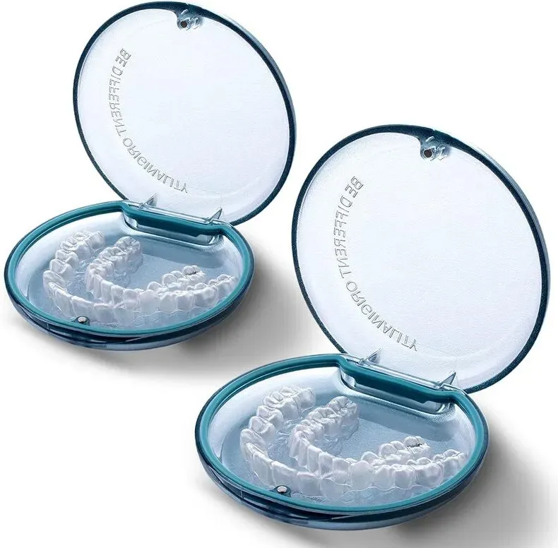 Retainer-Box 2er-Pack, kompatibel mit Invisalign, schlanker Mundschutz- und Aligner-Halter, langlebige tragbare Retainer-Box mit leicht zu öffnendem Magnetverschluss für Reisen, Erwachsene und Jugendliche
