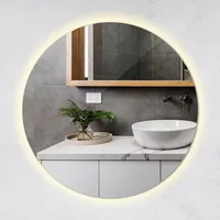 Tulup Led, Blaugrau, Glas, 90x90x2.4 cm, Spiegel, Wandspiegel