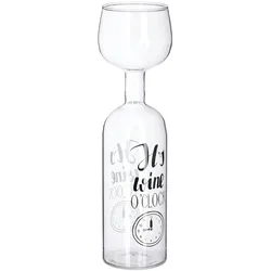 Relaxdays Weinflasche Glas, XL Weinglas mit Spruch, Fun Geschenk für Weinliebhaber, Weinflaschenglas 750 ml, transparent