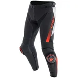 Dainese Super Speed perforierte Lederhose - Schwarz/Weiß/Neon-Rot / 50