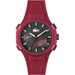 Chronograph LACOSTE "LC33", rot, Armbanduhren, Herren, Armbanduhr, Herrenuhr, Silikonarmband, analog