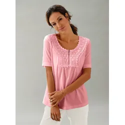 Kurzarmshirt INSPIRATIONEN "Shirt", Damen, Gr. 46, rosa (rosenquarz), 50% Baumwolle, 50% Modal, unifarben, Rundhals, Kurzarm, Shirts