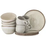 Bloomingville Sandrine Frühstück Set, Geschirr-Set 12 teilig, beige