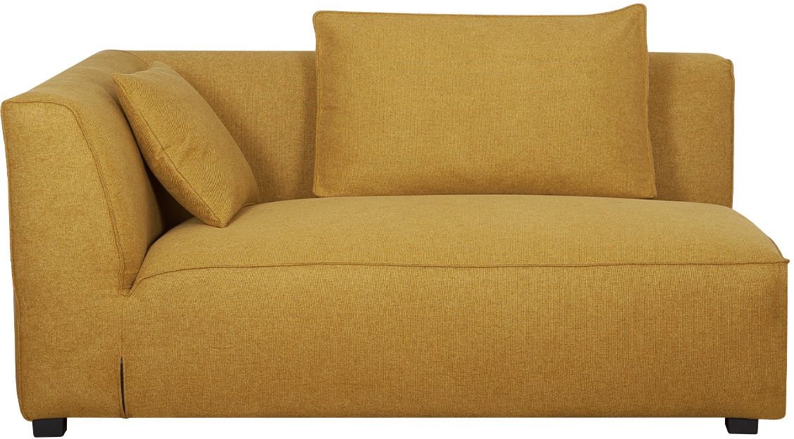 Module d'angle gauche pour canapé en tissu jaune cumin PLURIEL