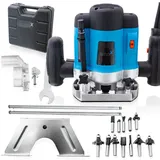 BITUXX 1200w Oberfräse Fräse Kantenfräse Holzfräse Parallelanschlag, Absaugadapter inklusive 12 tlg. Fräser Set