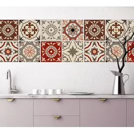 OTTO home Fliesenaufkleber Ornamente rot 15cm x 15cm Sticker 12er Set