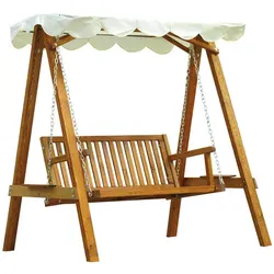 Outsunny Hollywoodschaukel, 2-Sitzer, Lärchenholz, beige