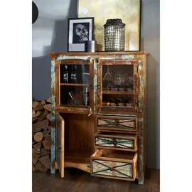 Massivmoebel24 Highboard Altholz 106x45x136 mehrfarbig lackiert Nature OF Spirit #113