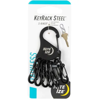 NITE IZE Keyrack Stahl Inkl. 6 S-Biner 0.5, Schwarz,