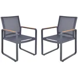 Garden Pleasure Sessel SILEA 2er Set 71 x 57 x 86 cm braun/schwarz