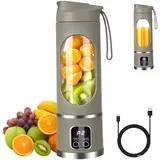 LOMUG Tragbarer Mixer Smoothie Maker To Go, 450 ml Mini Standmixer, Portable Blender, für Smoothies, Ice Crush, auslaufsicherer Deckel und Trinkschnabel, Wiederaufladbar für Sport Reisen Outdoor(Grün)