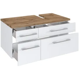 Held Waschbeckenunterschrank Davos 4 Schubkästen 90 x 41 x 47 cm Weiß Matt