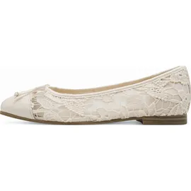 Marco Tozzi Damen Ballerinas weiches Feel Me Fußbett Leder Decksohle Elegante, beige (Cream Comb), 41 EU
