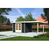 Karibu Gartenhaus Askola 6 BxT: 595,5x331 cm- anthrazit mit Anbaudach