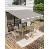Garveelife Gelenkarmmarkise 400 x 250 cm, UV40+ & wasserabweisend, mit Kurbel & Wandhalterung Länge + Winkel einstellbar, Markise für Terrasse & Balkon, Sonnenschutz Balkonmarkise Gelenkmarkise