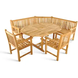 Gartenmöbel Set 4tlg mit Eckbank Teak Gartentisch ausziehbar 120-170 cm BORNEO/CARACAS