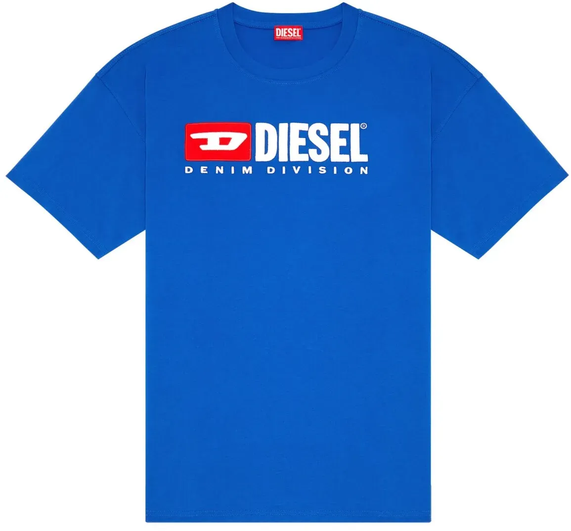 DIESEL Herren T-Shirt - T-BOXT-DIV, Kurzarm, Rundhals, Baumwolle, Logo, einfarbig Blau L