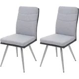 Einzelst�ck | 2er-Set Esszimmerstuhl HWC-G54, Küchenstuhl Stuhl, Textil/Kunstleder Edelstahl gebürstet ~ grau