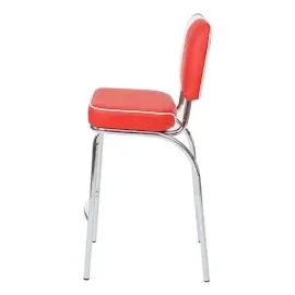 Mendler 2er-Set Barhocker Avellino, Barstuhl Tresenhocker, Retro 50er Jahre Design, Kunstleder FSC® ~ rot-weiß