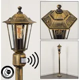hofstein Wegeleuchte Metall/Glas 1xE27 IP44 mit Bewegungsmelder braun/gold