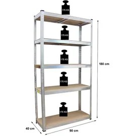 Baumarktplus Schwerlastregal verzinkt 180x90x40 cm 2er-Set Kellerregal Regale