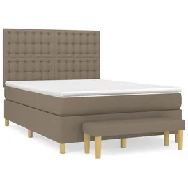 vidaXL Boxspringbett mit Matratze Taupe 140x200 cm Stoff