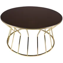 JV Möbel Runder Couchtisch Braun Glas 90 x 45 cm
