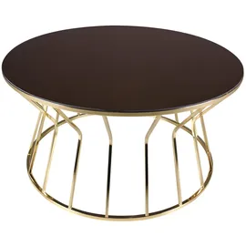 JV Möbel Runder Couchtisch Braun Glas 90 x 45 cm