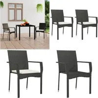 Gartenstühle mit Kissen 2 Stk. Poly Rattan Schwarz - Gartensessel - Gartenmöbeln - Outdoor Möbel - Polyrattan Sessel - Gartenstuhl Schwarz - Home &