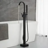 Home Deluxe Design Standarmatur SKY Matt Schwarz - Höhe: 112 cm, inkl. Handbrause I freistehende Armatur Wannenbrause Wanneneinlass