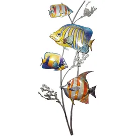 ETC Shop 2er Set Außen Wand Behang Garten Dekoration Fische Design Metall Bilder mehrfarbig