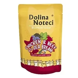 DOLINA NOTECI Superfood Huhn, Rind, Kabeljau 85g Nassfutter für Katzen
