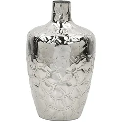 Blumenvase Flaschenhals INSHAS handgefertigt Aluminium 33 cm Silber