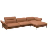 flexlux Ecksofa Salino, Funktionssofa mit Recamiere, Relaxsofa, Ecksofa, Sofa mit Arm- und Kopfteil-Verstellungen, Kaltschaum & Stahl-Wellen braun