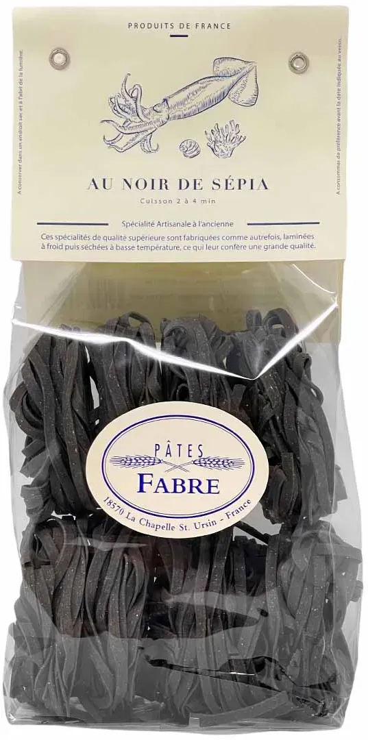 Pâtes Fabre Gourmet Tagliatelle mit Sepia Pâtes au Noir de Sepia 250g aus Frankreich