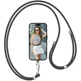 Flyzoo Handykette Universal, Handy Kordel aus Nylon, Einstellbar Crossbody Handyschnur & Handy Band zum Umhängen, Kompatibel mit Jedem Smartphones für Meisten Handyhüllen - Ohne Hülle (DunkelGrau)