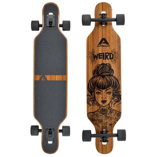 Apollo Twin Tip DT Fiberglas Longboards. Extrem leicht und stabil GRÜN|naturholzfarben 39"