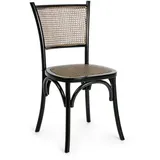 Stuhl Carrel aus Rattan und Ulmenholz, klassisch, schwarz, komfortabel für Dein Zuhause