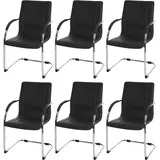 Mendler 6er-Set Esszimmerstuhl Samara, Freischwinger Küchenstuhl Lehnstuhl Stuhl, Stahl - schwarz