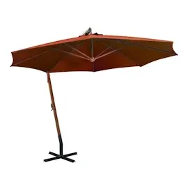 vidaXL Ampelschirm mit Mast 3,5 x 2,9 m Massivholz Tanne terrakotta 313771