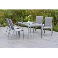 Merxx Amalfi di Lusso Set 5-tlg 4 Stapelsessel Gartentisch