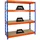 Proregal Schwerlastregal Metall 180x160x60cm blau/orange 4 Spanplatten-Ebenen Fachlast 500kg