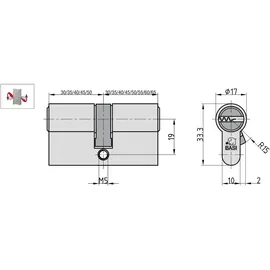 BASI VB5200-0005 Profil-Doppelzylinder V55 in verschiedenen Größen