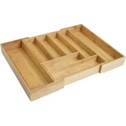 Mendler Besteckkasten HWC-B20, Schubladeneinsatz Geschirrkasten, Bambus variabel 35-58x45cm